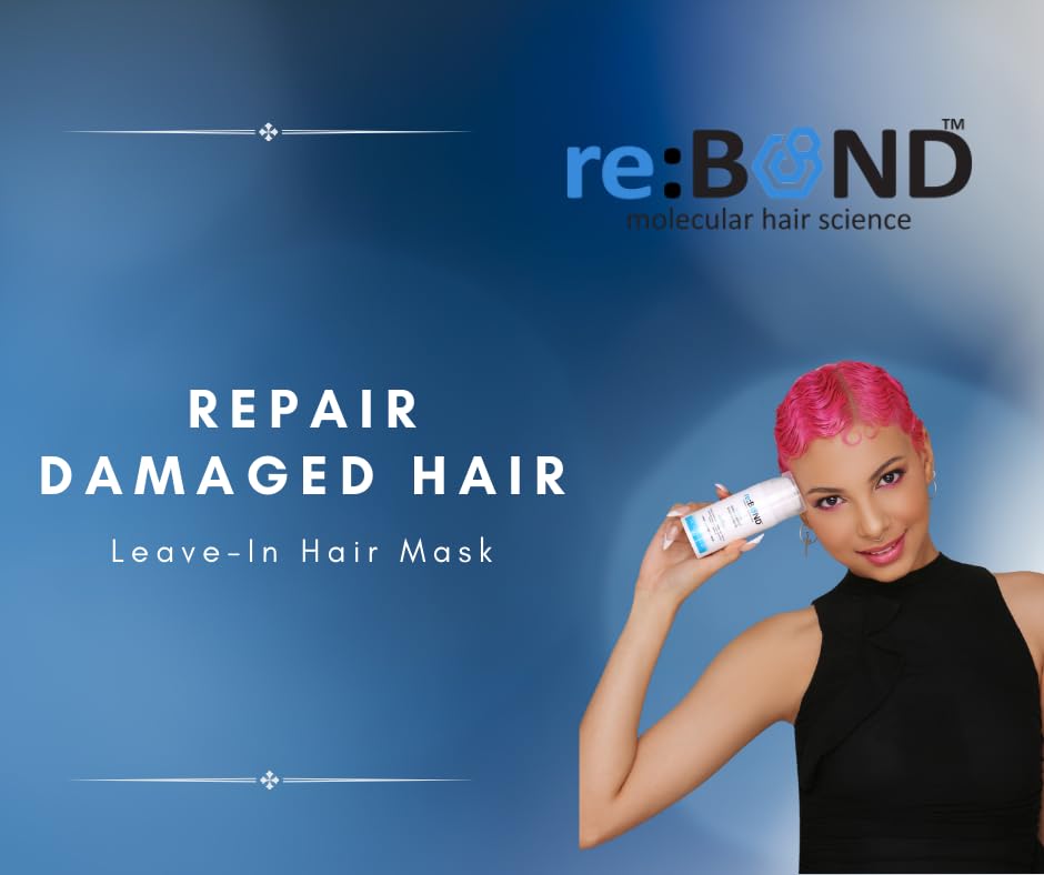 REBOND MOLECULAR HAIR SCIENCE Leave In Miracle Bond – Juego de máscaras de construcción, incluye 1-3 oz (3.0 fl oz) y 1 tamaño de viaje, 0.3 fl oz