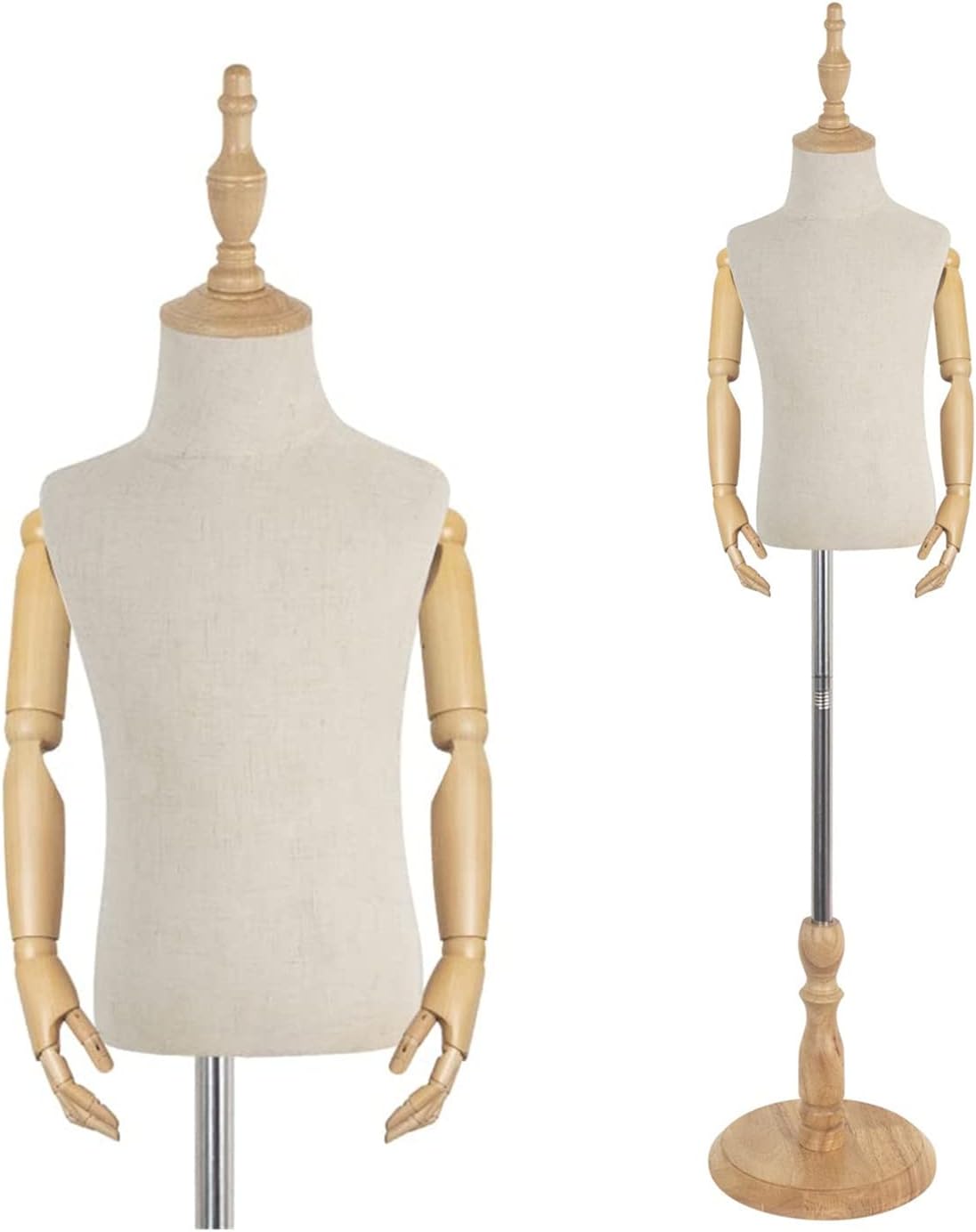 Forma de vestido con brazos de madera, maniquí de torso y cuerpo y busto, maniki para ropa, bufanda, escaparate, tienda, 2-3 años
