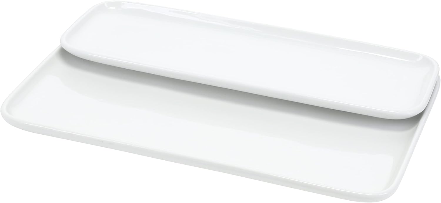 BIA Cordon Bleu Modulari – Juego de 2 platos rectangulares surtidos de porcelana, tamaño mediano (12 x 8 pulgadas), grande (12 x 3.75 pulgadas)