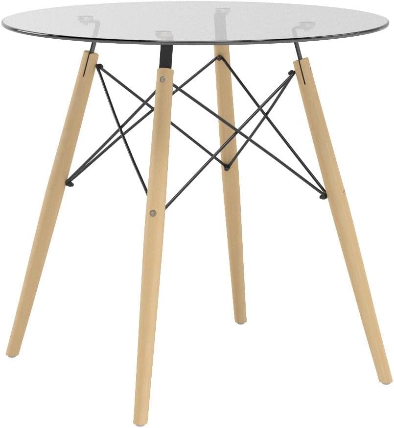 Mesa redonda de cristal para cocina, mesa de comedor de cristal, estilo moderno, mesa de centro redonda de ocio, escritorio de oficina con patas de