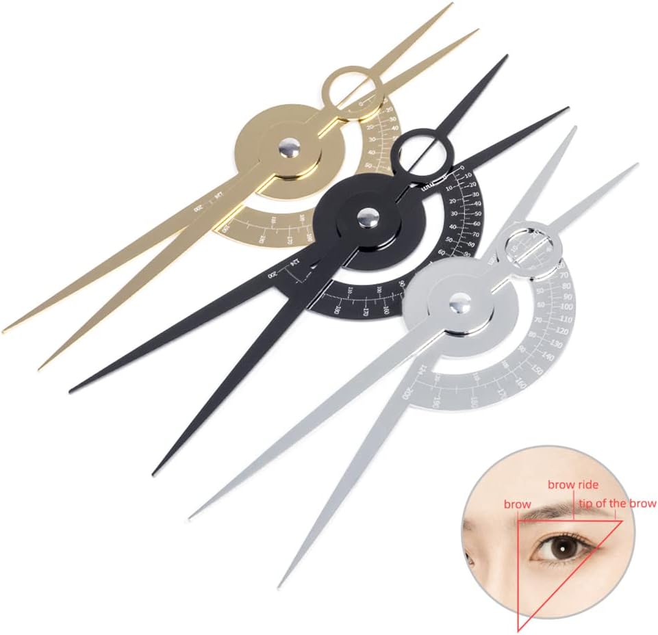 1 regla de cejas, regla de plantilla de cejas, regla de guía de cejas, regla de guía de cejas, herramienta de medición de cejas ajustable, color al