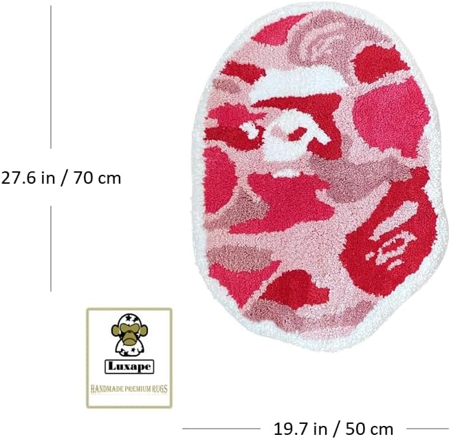 Luxape Bape Rug – Alfombra Hypebeast hecha a mano y de alta calidad, 28 pulgadas de ancho x 20 pulgadas de largo, alfombra Hypebeast – Decoración de
