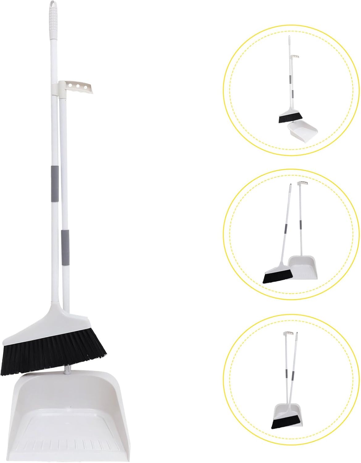 1 juego de recogedor de escoba con mango vertical recogedor kit de limpieza de baño, kit de recogedor de mango largo, recogedor de polvo de mango