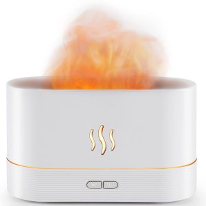 PLUWEL Difusor de llama humidificador, apagado automático de 6.1 fl oz, difusor de aceite esencial, 2 modos de brillo, humidificador de aroma con PLUWEL Difusor de llama humidificador, apagado automático de 6.1 fl oz, difusor de aceite esencial, 2 modos de brillo, humidificador de aroma con