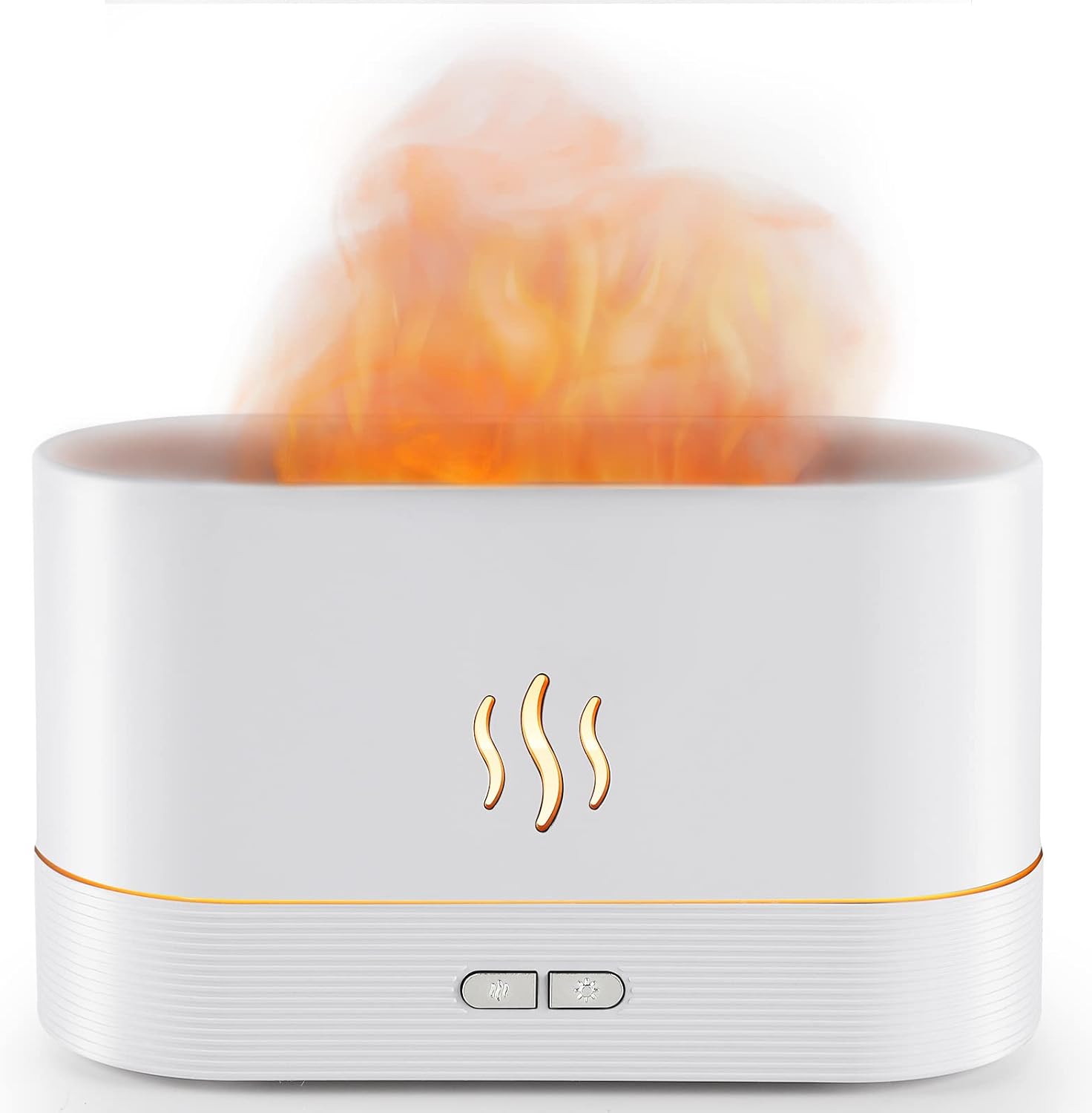 PLUWEL Difusor de llama humidificador, apagado automático de 6.1 fl oz, difusor de aceite esencial, 2 modos de brillo, humidificador de aroma con