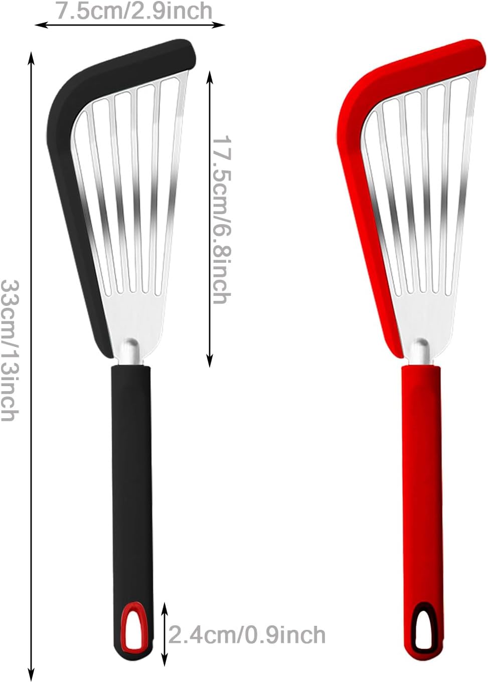 2 espátulas de pescado, espátula ranurada para peces, espátulas de silicona para utensilios de cocina antiadherentes, espátula ranurada resistente