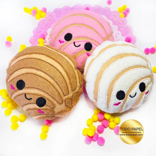 Kawaii Handmade Conchas mini Plushies, Pretend Play Food Mexican pan dulce Choose from Strawberry, Chocolate, Vanilla. Felt Eco friendly play