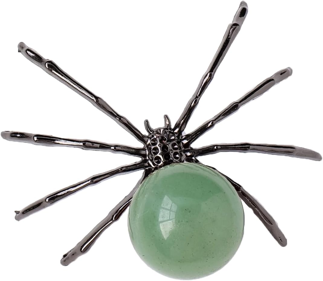 Runyangshi 1 bola de aventurina verde de cristal natural de 2 pulgadas, hecha a mano, estatua de araña animal, cristal curativo para decoración de