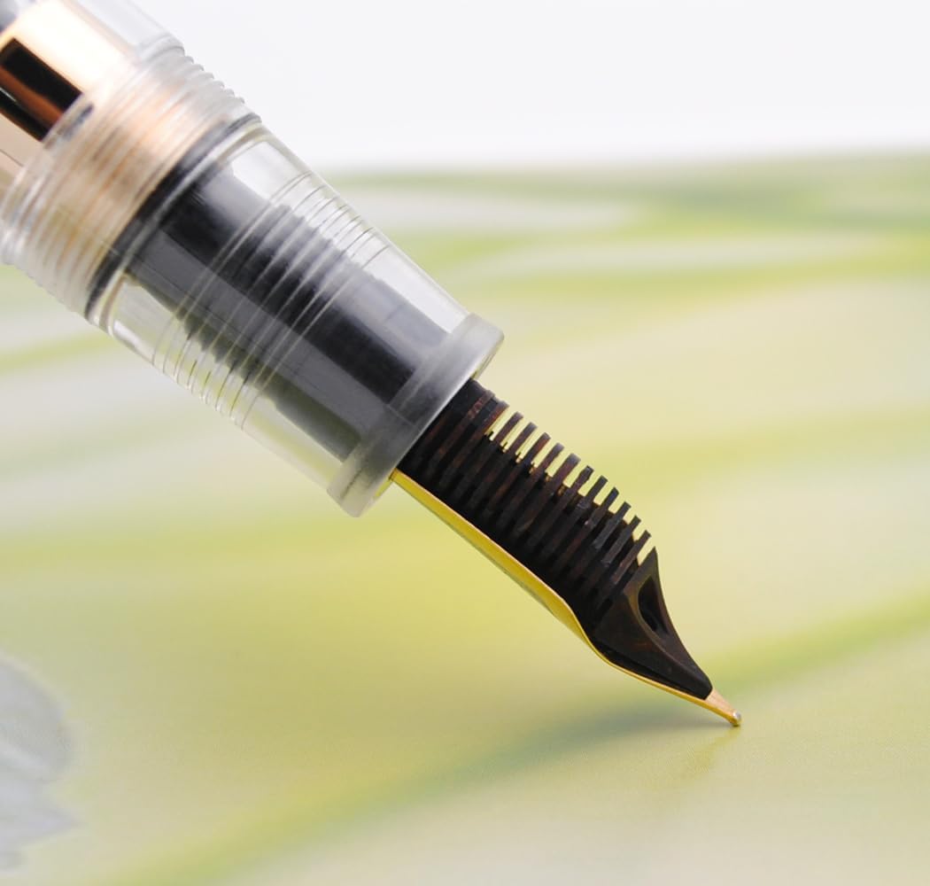 JINHAO 9019 – Pluma estilográfica Dadao Series con convertidor de tinta de alta capacidad (transparente, punta mediana de 0.028 in)