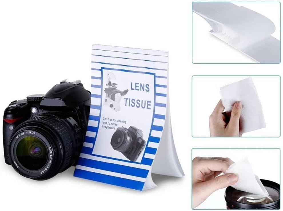 50 pañuelos de papel de limpieza sin polvo para lentes de cámara, microscopios, pantallas de computadora, lupas, lentes