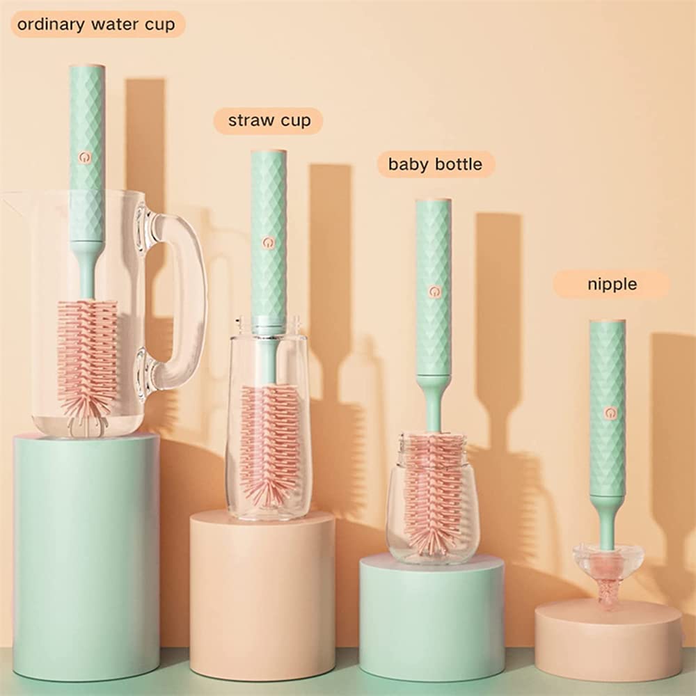 Cepillo eléctrico de silicona para botellas, cepillo eléctrico de limpieza de botellas de silicona para bebés, cepillo recargable para pezones,