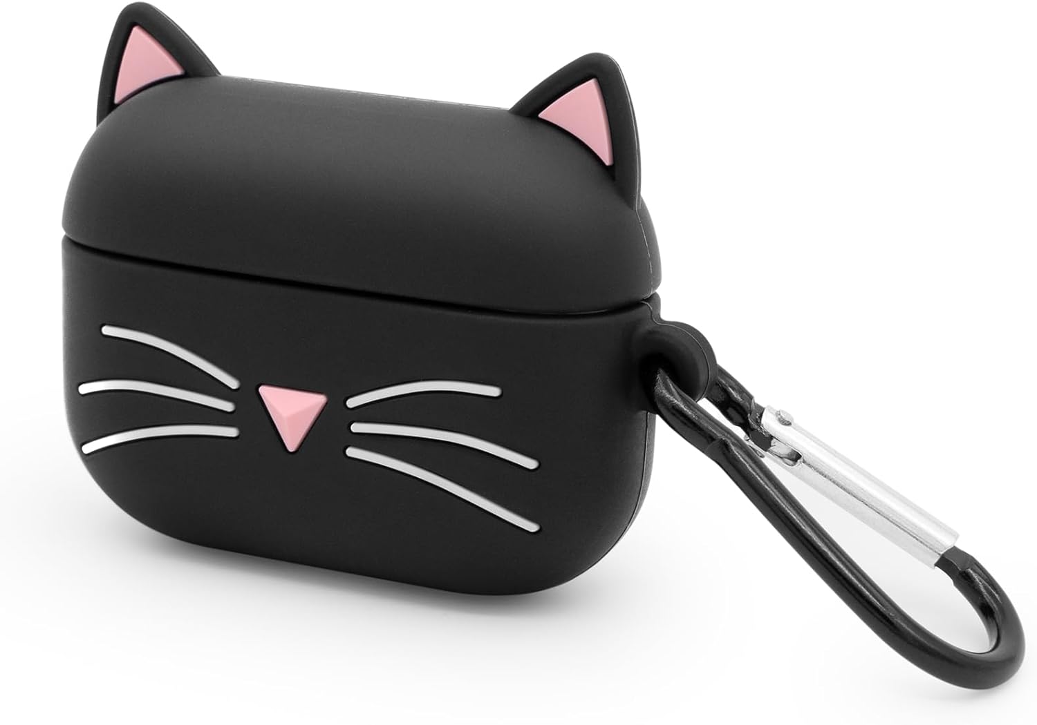 Dumkery Linda funda para Airpods Pro, funda para Airpods Pro 2 de gatos y gatitos con bigote negro, divertidos animales de dibujos animados en 3D, a