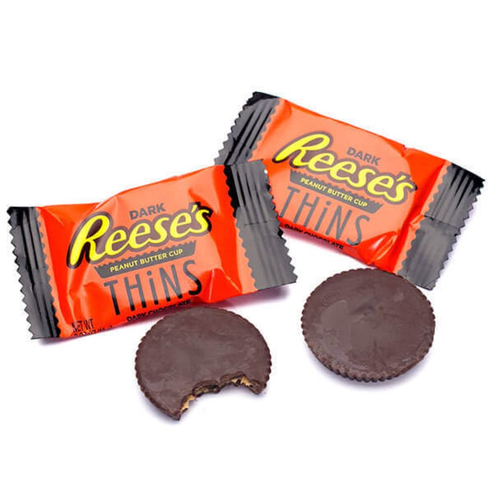 REESE’S THiNS – Tazas de chocolate oscuro con mantequilla de maní, envueltas individualmente, 5 libras