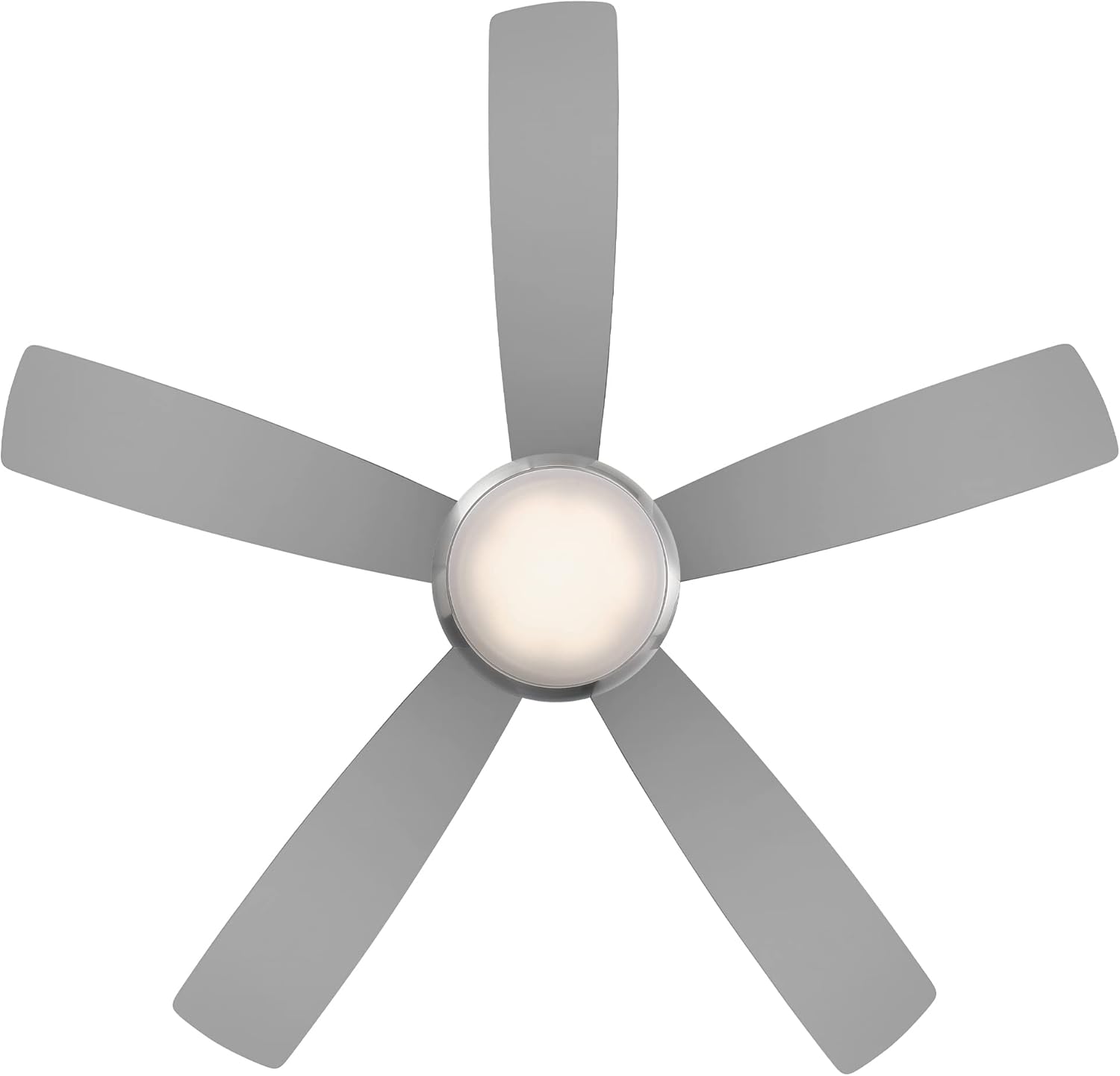 WAC Smart Fans Odyssey – Ventilador de techo empotrado de 5 aspas para interiores y exteriores, de níquel cepillado de 52 pulgadas con kit de luz