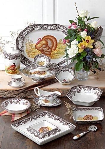 Spode – Plato para ensalada decorado con escena de la naturaleza de EE. UU.