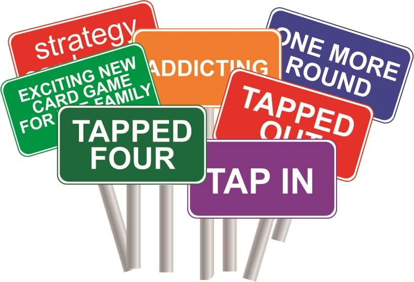 Juego de cartas Tapped Four Travel Edition – 2 a 6 jugadores – Tarjetas extra TAP – Estrategia, suerte, risa, diversión – Familia y amigos