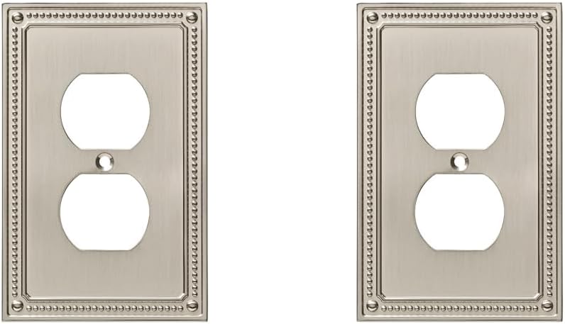 Franklin Brass W35059-SN-C – Placa clásica de pared dúplex con cuentas, placa de interruptorcubierta, níquel satinado, 1 unidad (paquete de 2)