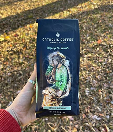 Catholic Coffee Café arábica descafeinado Sleeping St. Joseph, café tostado oscuro. Procedente éticamente de Colombia y hecho por una empresa