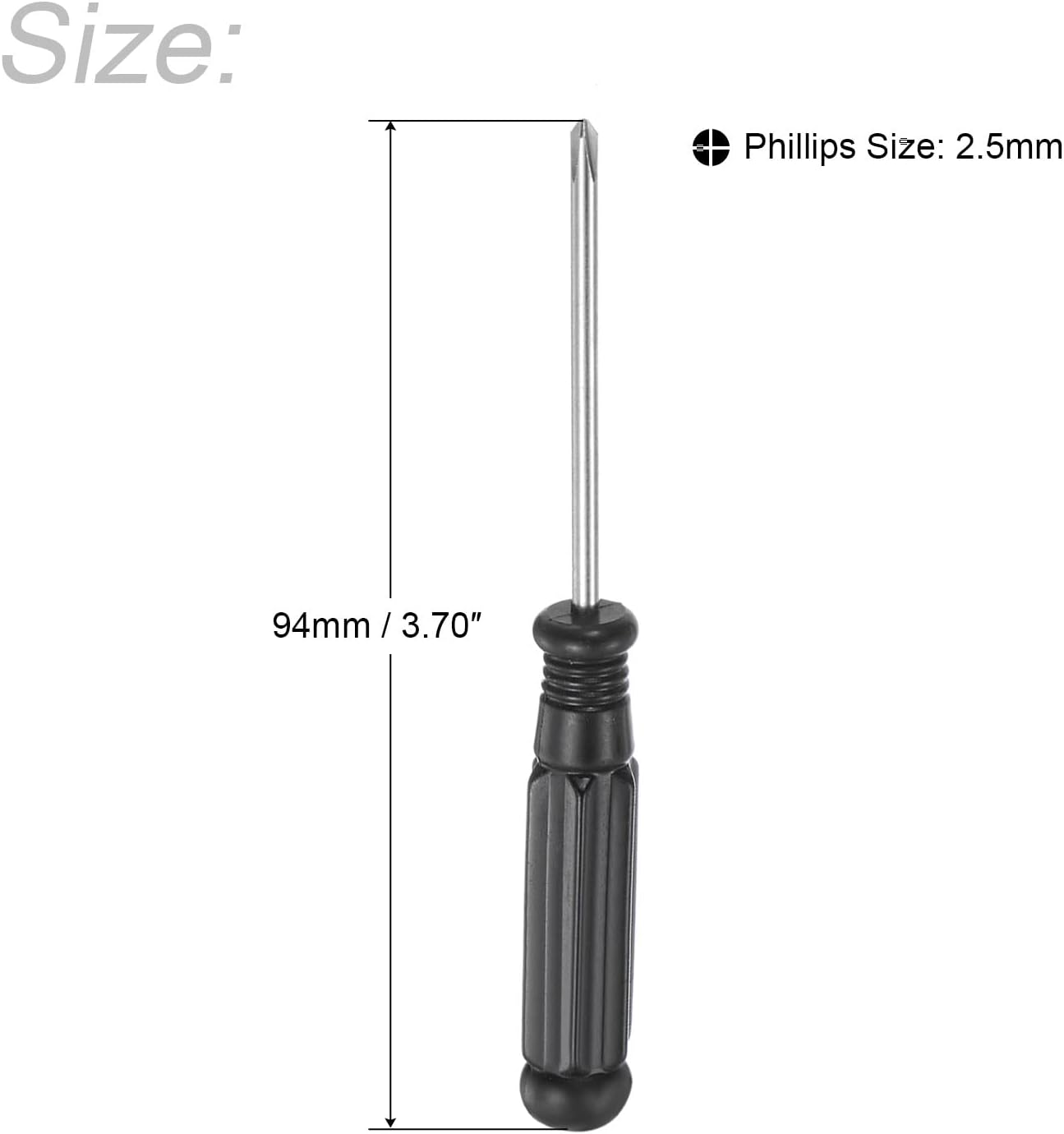 uxcell Mini destornillador Phillips, cabeza cruzada de 0.098 in con mango negro para electrodomésticos pequeños, 10 unidades