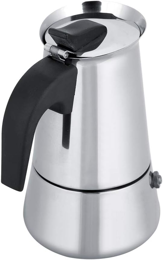 Fydun Acero inoxidable, portátil de acero inoxidable, cafetera Moka Maker Mocha Pot (6.8 fl oz)