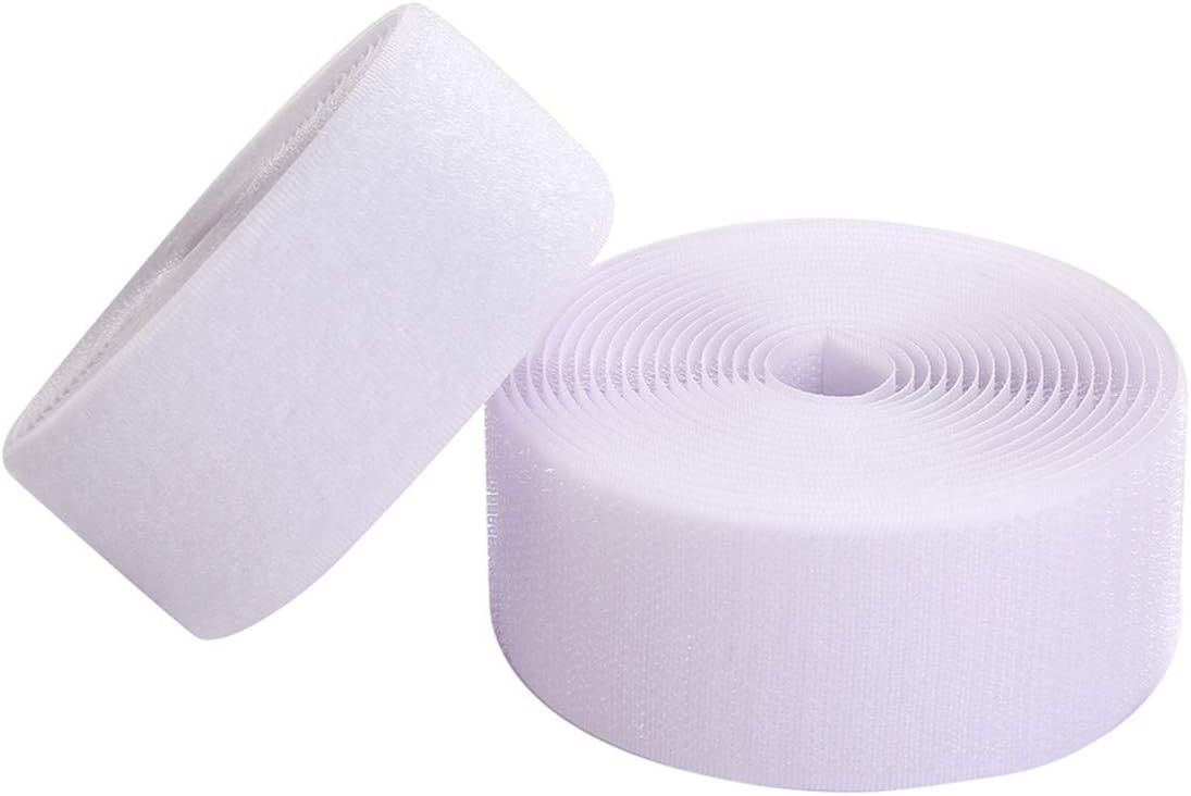 Coser en gancho y bucle estilo 2 pulgadas tiras de nailon no adhesivas tiras de nailon cinta de enclavamiento no adhesiva blanca, 5 yardas