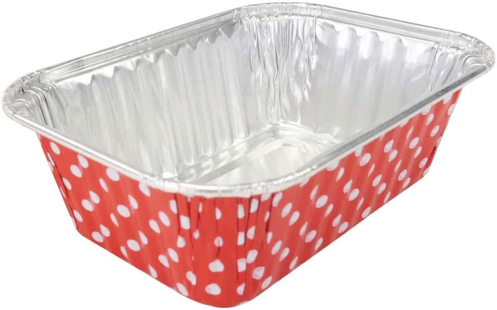 KitchenDance – Mini moldes desechables de aluminio con tapas, 6 onzas, rectangulares de tamaño individual, moldes para hornear de papel de aluminio