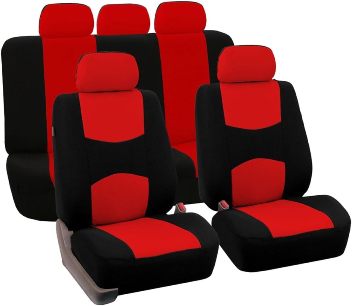 FAVOMOTO Fundas de asiento universales para automóvil, fundas de asiento universales rojas para asiento de automóvil, fundas de asiento de banco