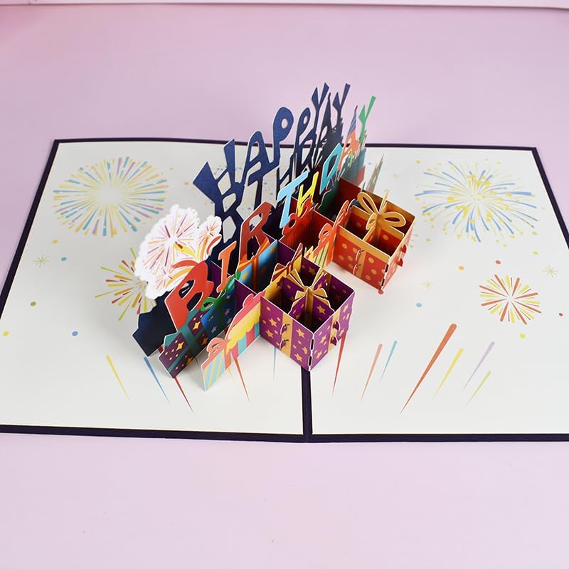 TESHUDI Tarjeta creativa 3D desplegable de feliz cumpleaños, tarjeta de cumpleaños con sobre, regalo de cumpleaños perfecto para mujeres, hombres,
