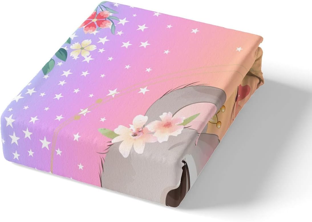 Feelyou Lindo juego de funda de edredón de koala de dibujos animados, juego de ropa de cama para niños y niñas, funda de edredón floral de flores,