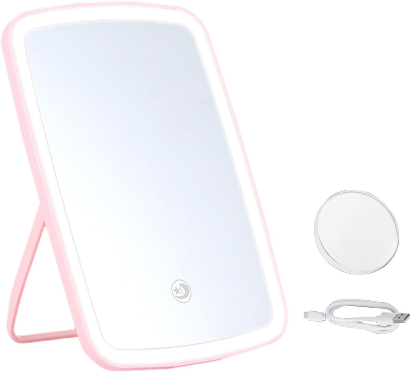 YESBAY Espejo de maquillaje LED con 3 modos de luz, espejo de maquillaje portátil de viaje, espejo cosmético personal, plegable, cuadrado,