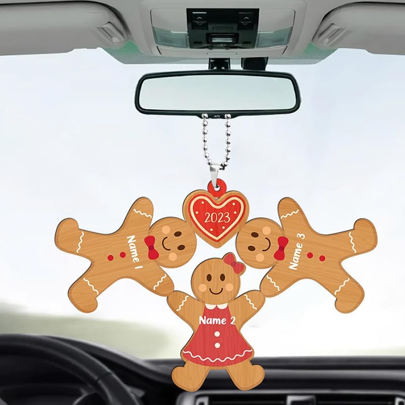 Adorno familiar personalizado, adorno de Navidad familiar de pan de jengibre, adorno familiar de galletas, adorno de árbol de Navidad con nombres de