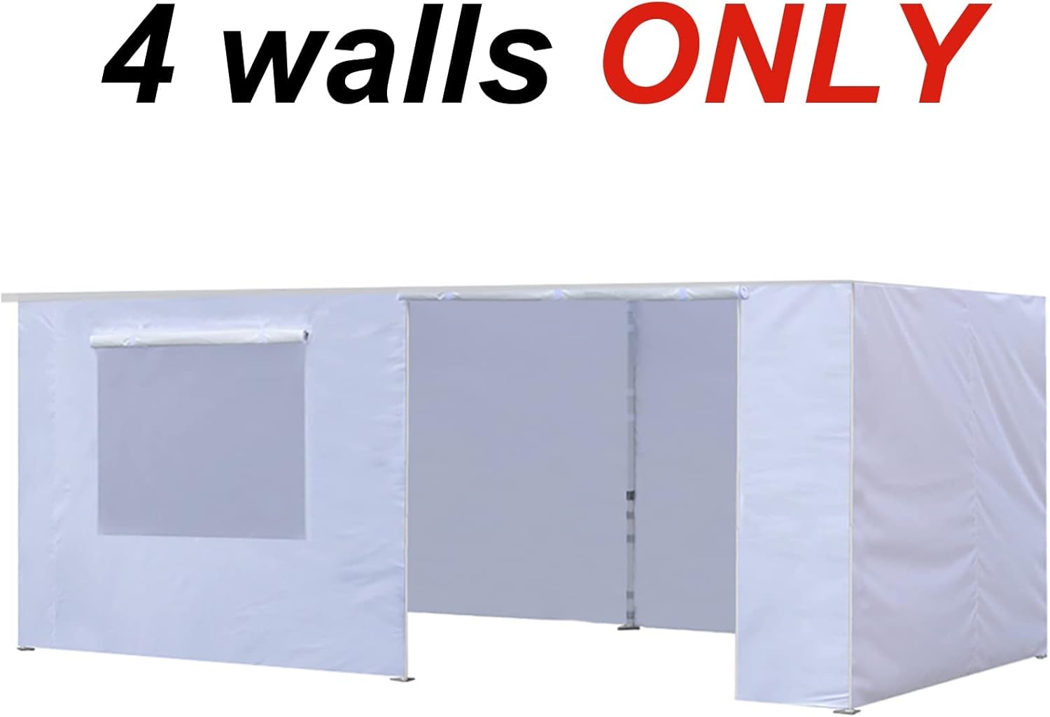 Eurmax – Kit de paredes con cierre para toldo de 10 x 20pies, con ventana de malla y puerta enrollables, solo 4 paredes (color blanco)