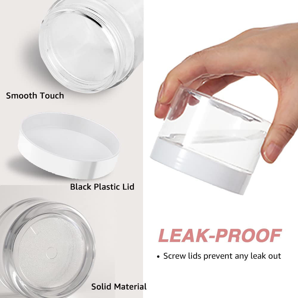 Tarros de plástico redondos de 2 onzas con tapas blancas  Recipientes de muestra pequeños transparentes de 0.71 oz (juego de 48) para crema,