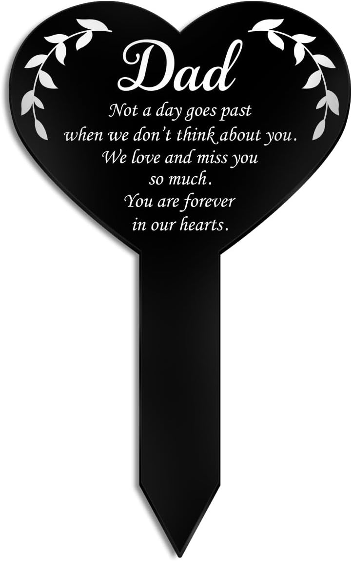 Placa de recuerdo conmemorativo para papá, estaca, acrílico blanco y negro, impermeable, para exteriores, marcador de tumba, homenaje, marcador de