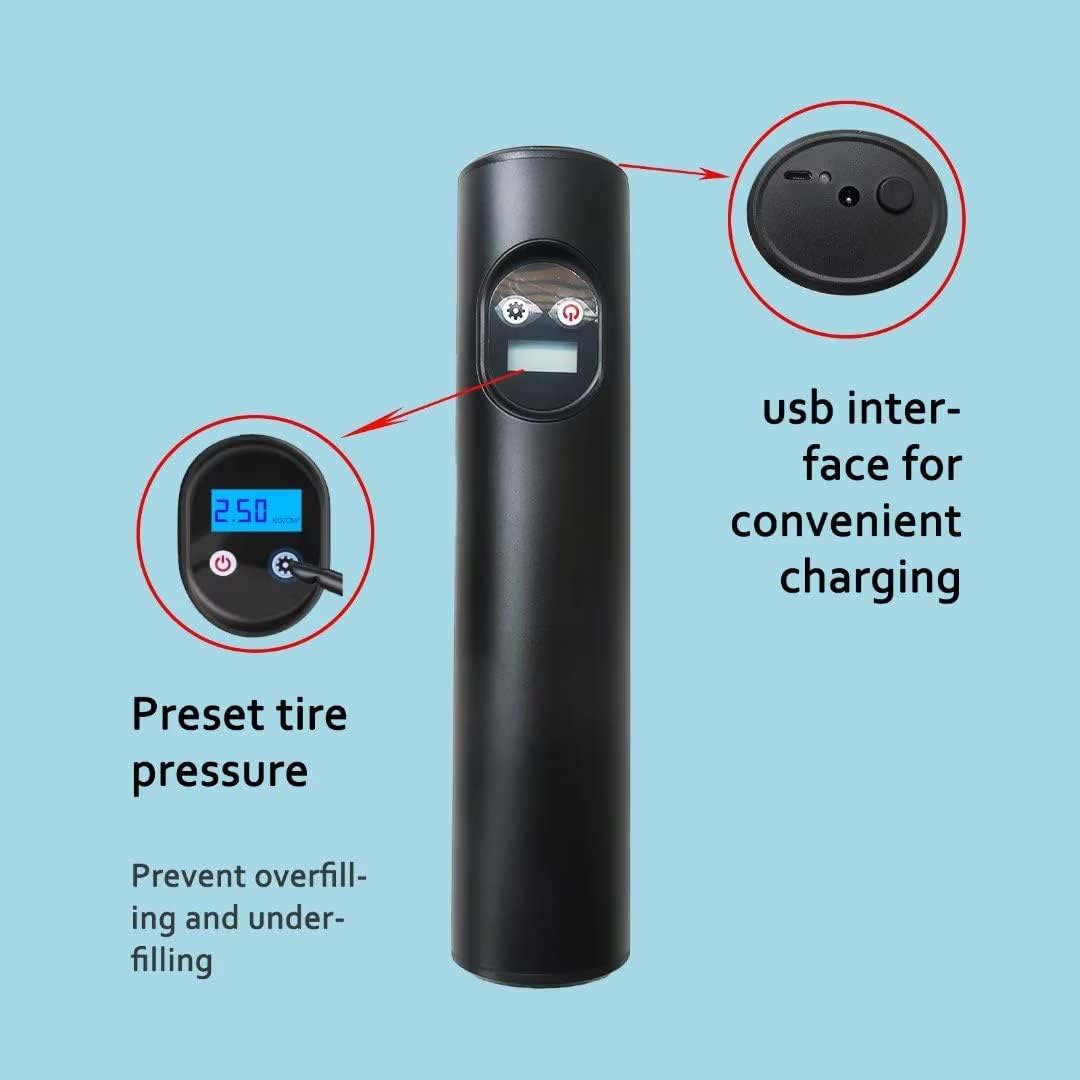 Mini inflador de neumáticos recargable con 6 luces LED brillantes y de larga duración, compresor de aire inalámbrico portátil para automóviles,