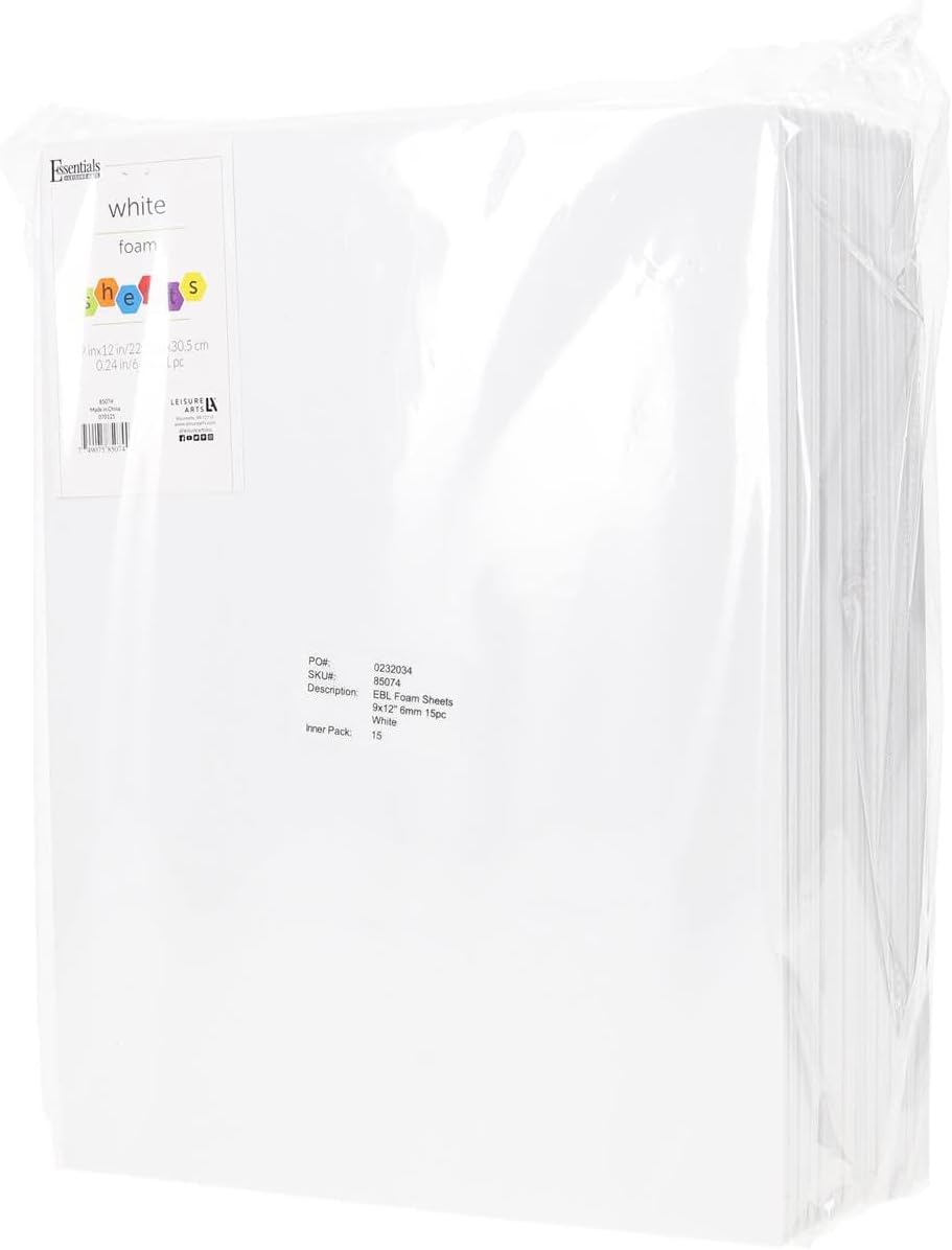 EBL Foam Sheets 9×12″ 0.236 in 15pc Blanco