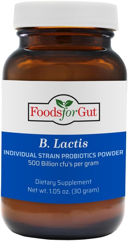 Foods For Gut Bifidobacterium Lactis Probiotic Powder 500 mil millones de ufc de 1.06 oz  Apoyo digestivo e inmunológico  Alta potencia  B. Lactis