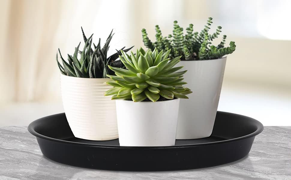 Paquete de 8 platillos de plástico para plantas de 10 pulgadas, 12 pulgadas, 14 pulgadas, 15 pulgadas, bandejas de goteo para plantas de interior y