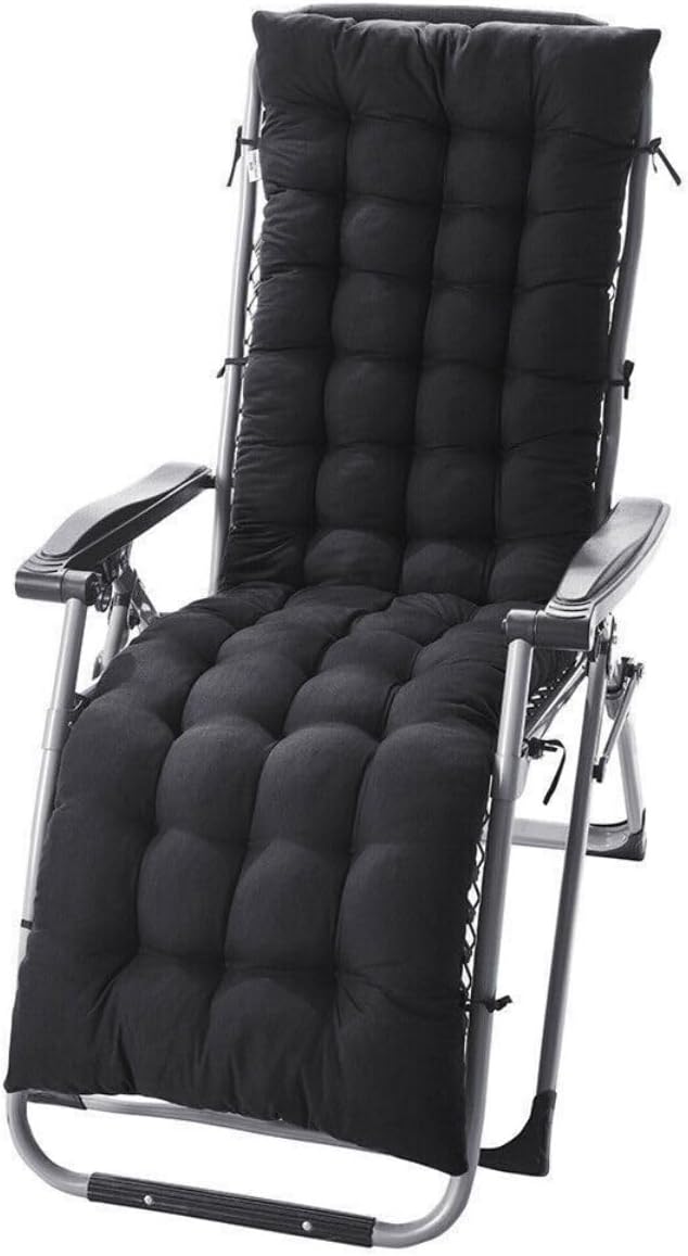 THABATAD Cojín para silla de patio, cojín de 61 pulgadas, cojín para silla de Ricking con lazos, cojín para silla de gravedad cero, cojín de banco