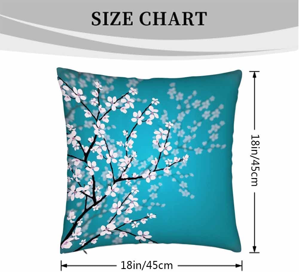 Beabes Almohadas decorativas cuadradas con diseño de cerezo en acuarela para sofá o cama, 18 x 18 pulgadas, para mujeres, hombres, niños y niñas,