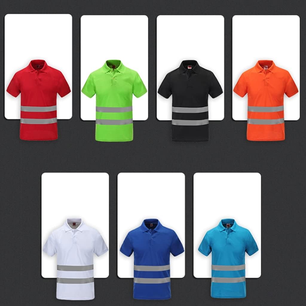 ZANZAN Polo de seguridad de alta visibilidad, camisa de trabajo de construcción con tiras reflectantes para mujeres y hombres, ropa de trabajo