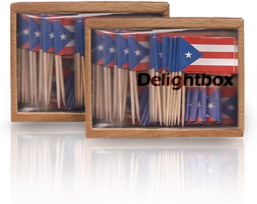 2 Cajas Mini Banderas de Palillo de Dientes (Puerto Rico)