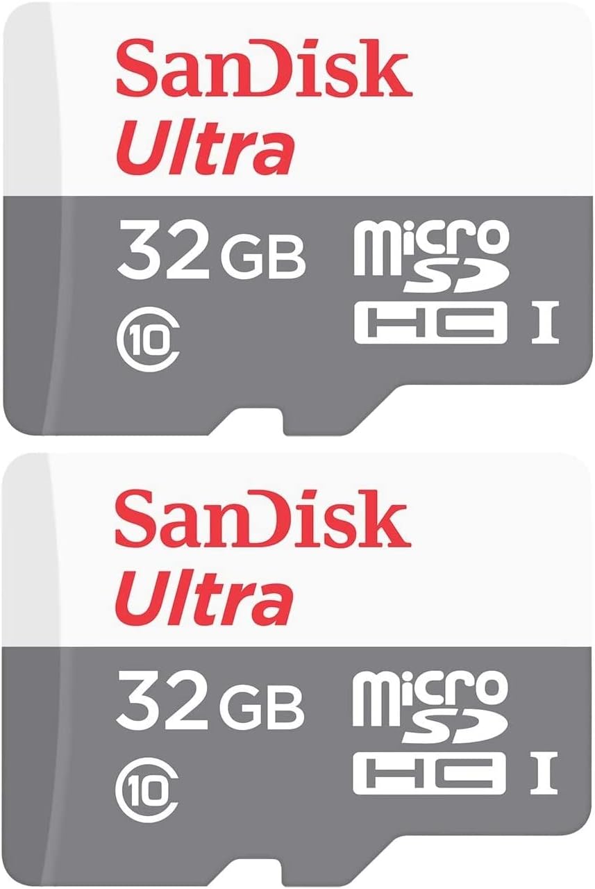 SanDisk 32GB Ultra (2 unidades) MicroSD Clase 10 100MBs Micro SDXC Tarjeta de memoria SDSQUNR-032G Bundle con (1) lector GoRAM (32GB, 2 unidades)