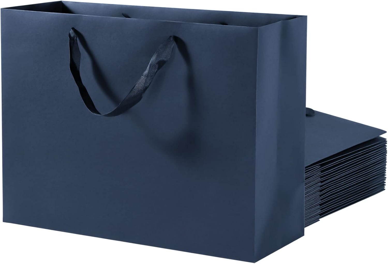 driew Bolsas de regalo grandes, paquete de 12 bolsas de regalo extra grandes azul marino, asas de cinta, bolsas de regalo de papel resistente de