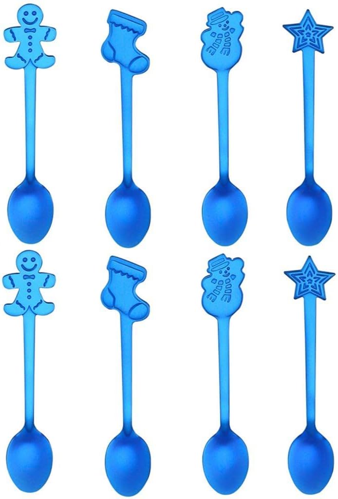 8 cucharas de Navidad de acero inoxidable para té, sopa de leche, café, cucharas para mezclar, postre, pastel, helado, decoración de vajilla de