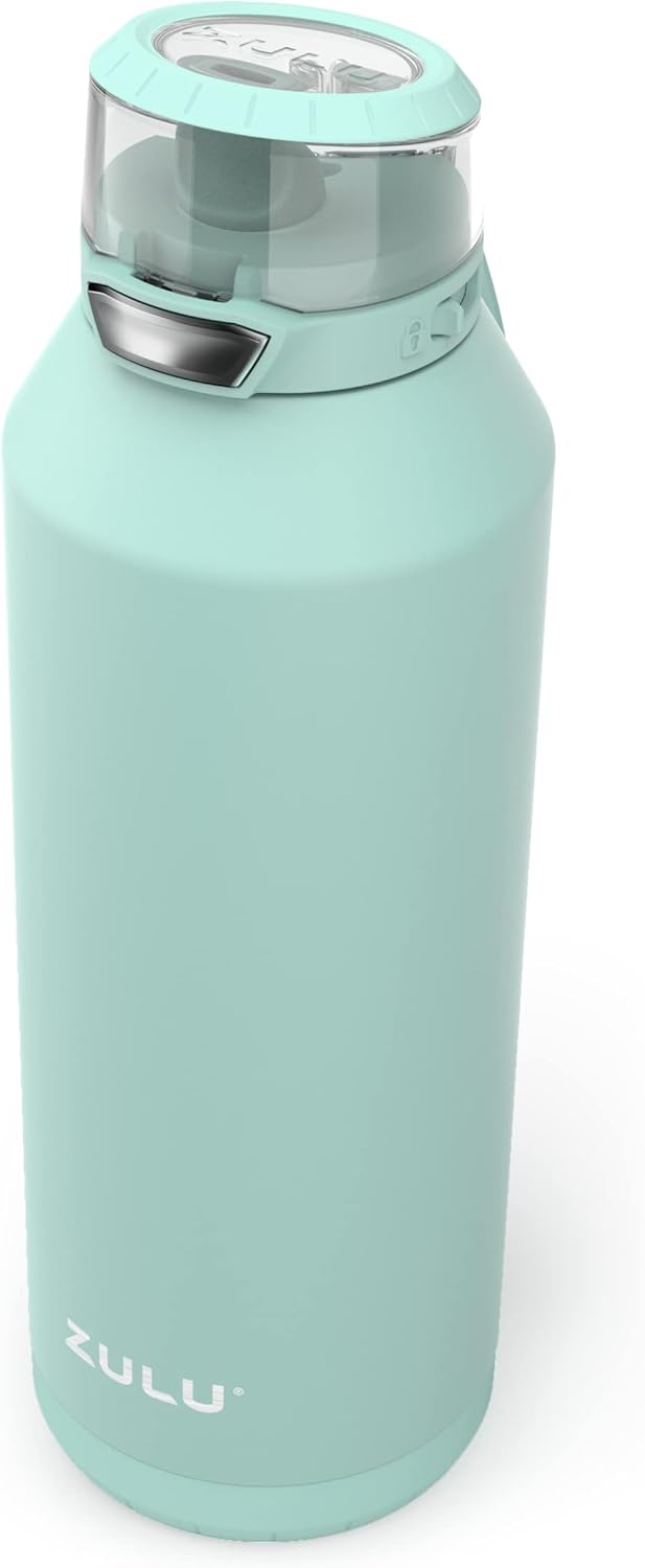 ZULU Swift – Botella de agua de acero inoxidable aislada al vacío con popote de silicona cubierto, 40 onzas (Yucca)