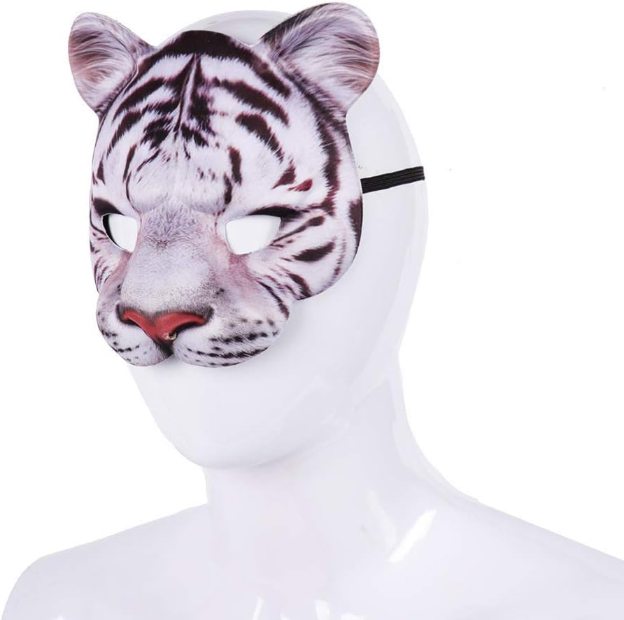 Máscara de media cara de tigre de Halloween, máscara de animal de cosplay para Halloween, fiesta de máscaras, disfraces, accesorios de cosplay