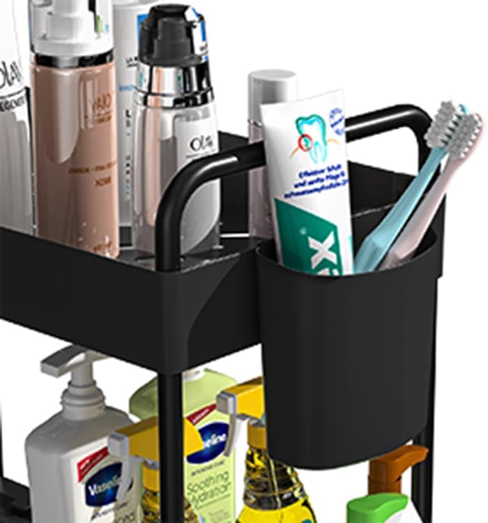 USFU Organizadores y almacenamiento debajo del fregadero para cocina y baño, impermeable y resistente, estante organizador de suministros de