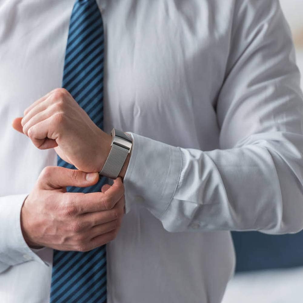 Vancle Correa para Fitbit Charge 4 Band para mujeres y hombres, malla de acero inoxidable transpirable pulsera con cierre magnético ajustable para