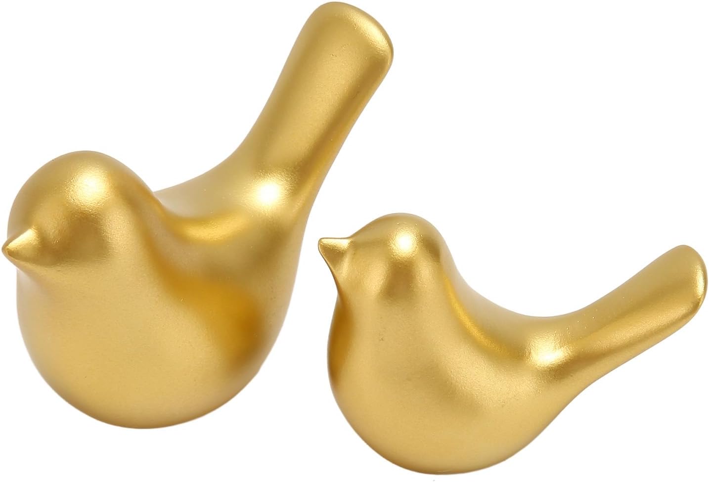 Fockety Estatuas de animales pequeños, 2 piezas, 2 tamaños, resina dorada, estatuas de pájaros pequeños, decoración del hogar, estilo moderno,